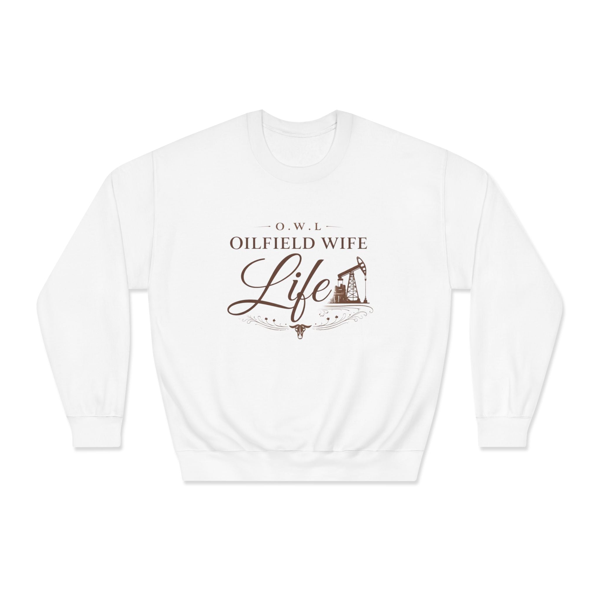 Oilfield Wife Life Crewneck Sweatshirt – Rustic Oil Rig Graphic