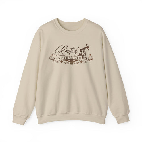 Crewneck Sweatshirt — "Rooted in Strength" Oilfield Pumpjack Design