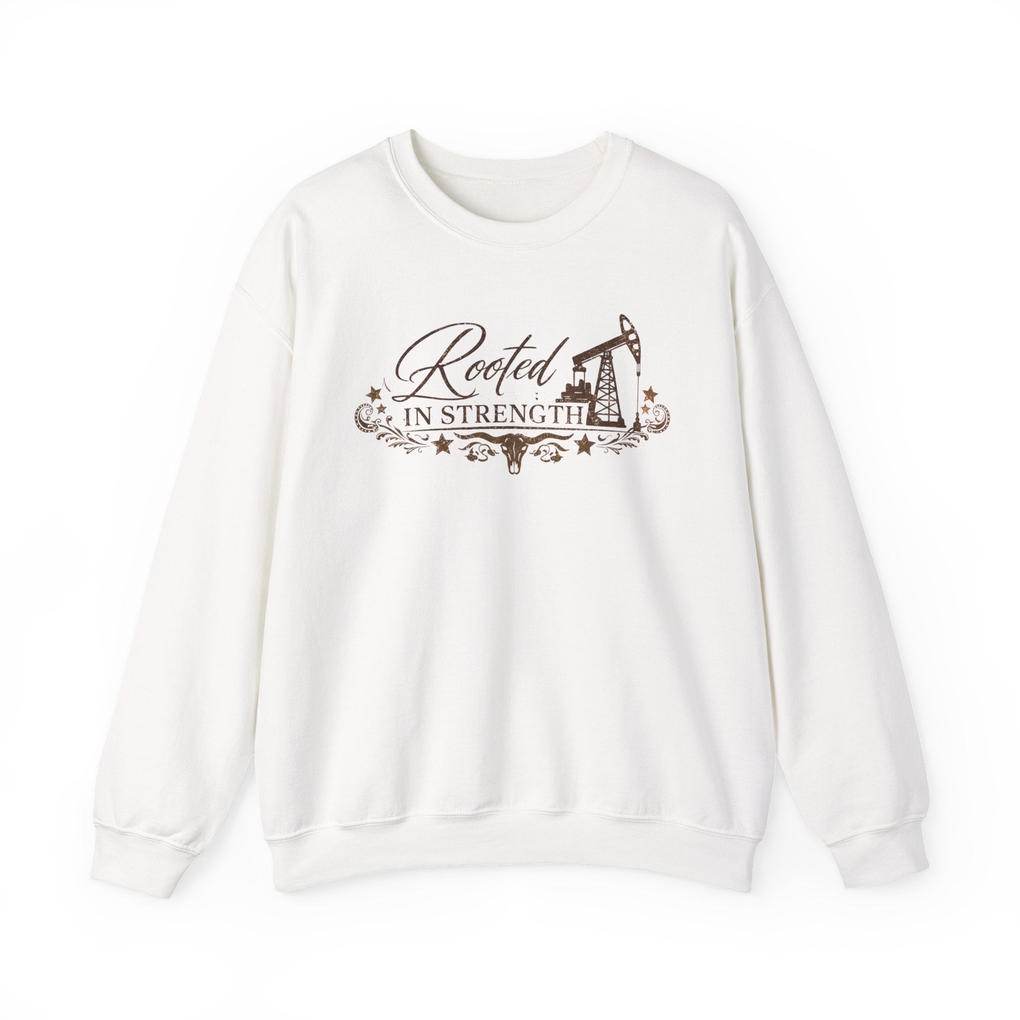Crewneck Sweatshirt — "Rooted in Strength" Oilfield Pumpjack Design