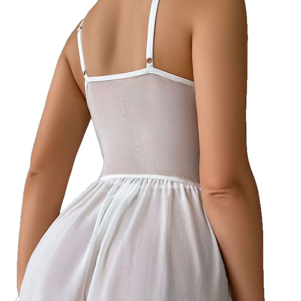 Womens Plus Size Sexy Lace Sheer Camisole Nightgown And Thong Lingerie Set